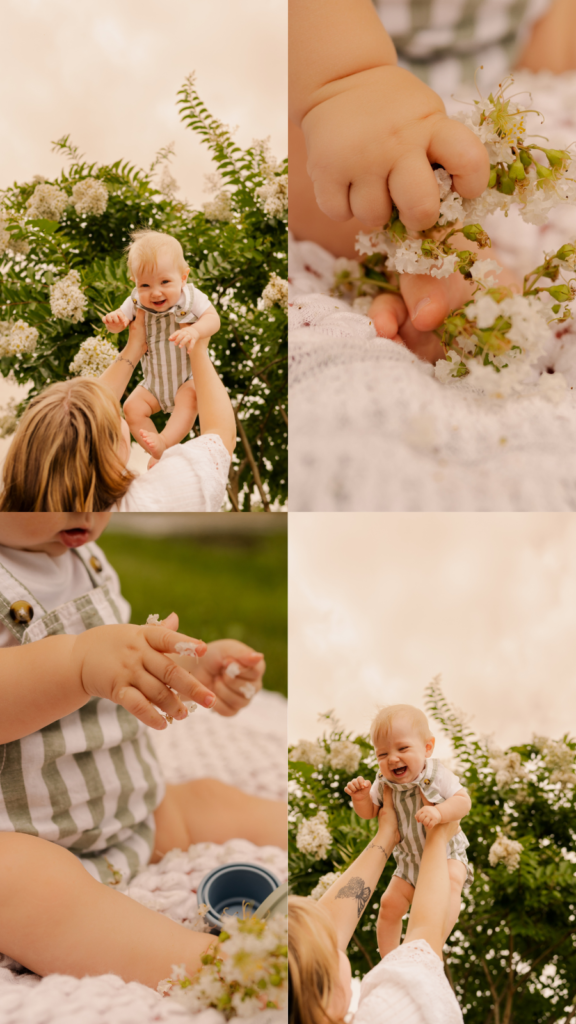 Outdoor family photo ideas with flowers and baby toes in Chambersburg, PA