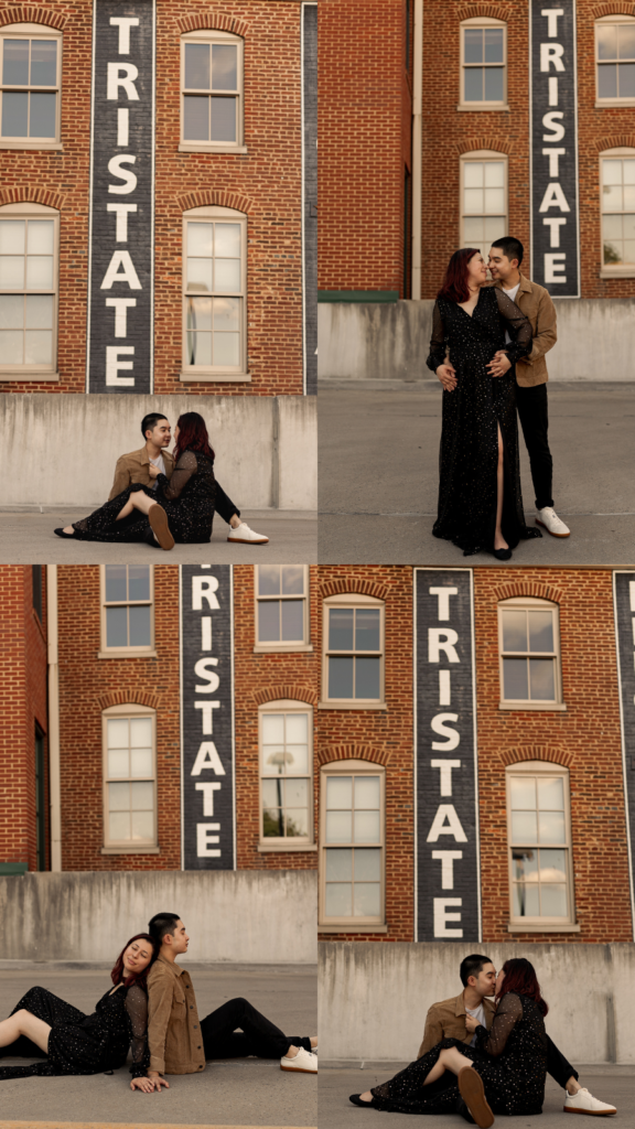 Winter Couples rooftop photos in city  downtown Hagerstown Maryland